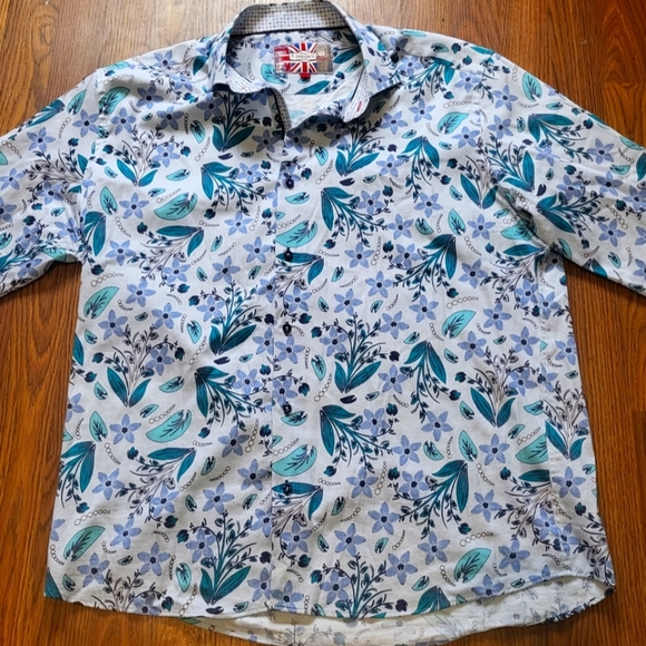 London 7 Downie St.Couture Button-Down Shirt Men’s Size Large Made in Turkey B28 - Picture 4 of 11